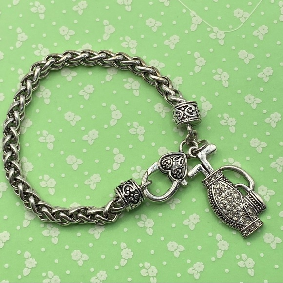 Rope Chain Chunky Golf Bag Rhinestones Bracelet - Picture 7 of 8